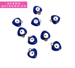 OJITOS CORAZON BASE DE ACERO 8 MM X 10 U AZUL - comprar online