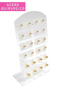 12 PARES DE AROS BOLITA ACERO DORADO - comprar online