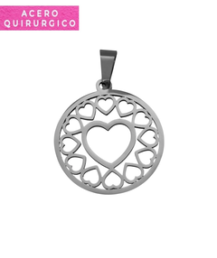 DIJE CORAZONES ACERO 24 MM - comprar online