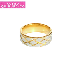 4 ANILLOS COMBINADOS ROMBOS ACERO DORADO CURVA COMPLETA (17-18-19-20) - comprar online