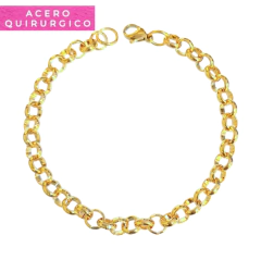 PULSERA ROLO 5 MM ACERO DORADO 18 CM - comprar online