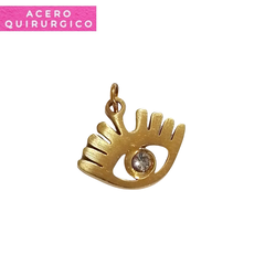 MINI OJITO ACERO DORADO CON STTRASS - comprar online