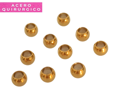 BOLITAS ACERO DORADO 5 MM (3 MM PASANTE INTERNO) X 10 UNIDADES - comprar online