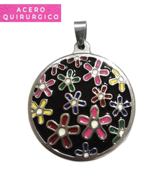 MEDALLON REDONDO FLORES ESMALTADO 40 MM - comprar online