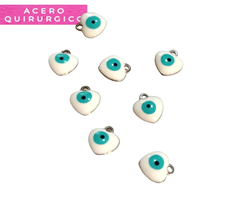 OJITOS CORAZON BASE DE ACERO 8 MM X 10 U BLANCO - comprar online