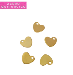 MINI DIJE CORAZON 10 MM ACERO DORADO X 5 U