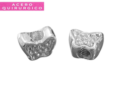 DIJE PASANTE MARIPOSA CON STRASS 11 X 10 MM ACERO BLANCO - comprar online