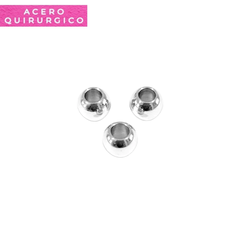 25 BOLITAS MACIZAS 4 MM/2 MM INTERNO ACERO BLANCO - comprar online