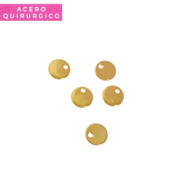 MINI DIJE REDONDO 6 MM ACERO DORADO X 5 U - comprar online