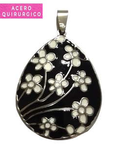 MEDALLON GOTA ESMALTADO FLORES 33 X 40 MM - comprar online