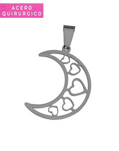 DIJE LUNA CALADA CORAZONES 27 MM - comprar online