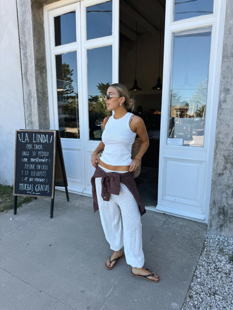 PANTALON BALLOON LINO WHITE - comprar online