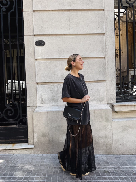 FALDA ENCAJE NEGRA - comprar online