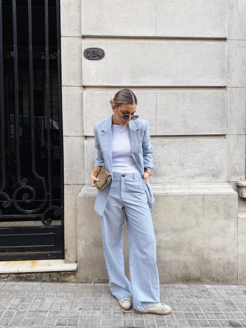 PANTALON RAYADO CELESTE - comprar online