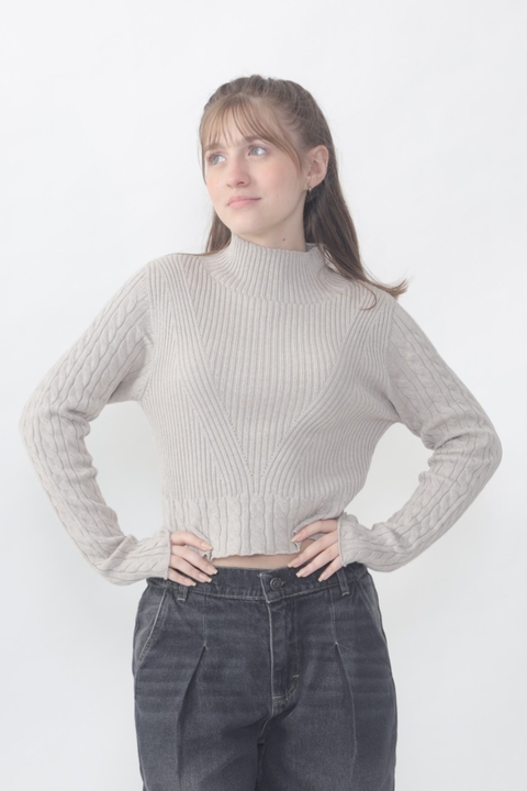 Sweter polera tejido con lycra - comprar online