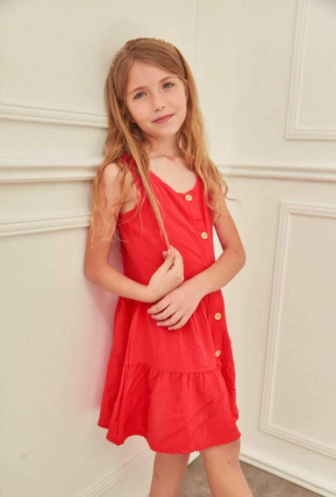 Vestido rayon con botones - comprar online