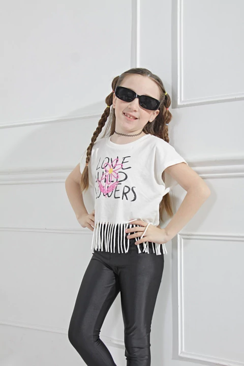 Remera con flecos niña - comprar online