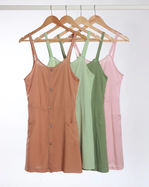 Vestido rayon botones y bolsillos juvenil - comprar online