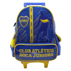 Mochila escolar Boca juniors club con carro incluye stickers