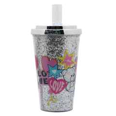 Vaso con tapa y boquilla plegable cresko stamp - comprar online