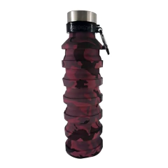 Botella de silicona plegable con tapa a rosca camuflada