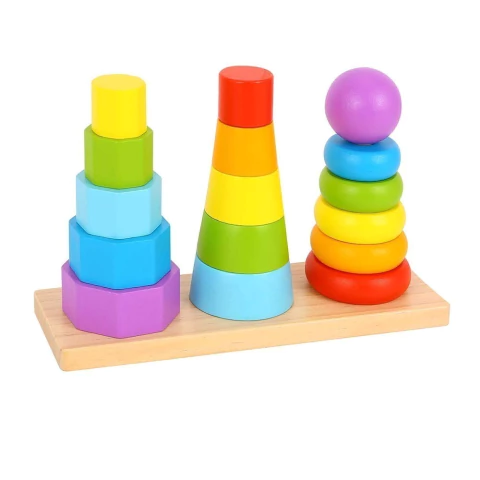 Juego infantil tooky toy didáctico 3 torres bloques encastre - comprar online