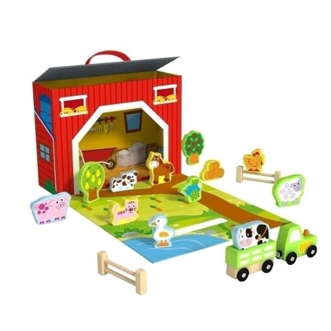 Juego infantil tooky toy didáctico valija animales de granja