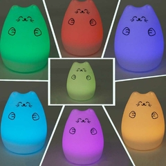 Lampara Velador Luz Led Infantil Silicona Animalito Gatito - Cresko