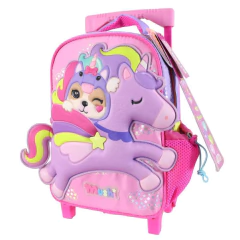 Mochila escolar Simones Mushi unicornio dream con carro - Cresko