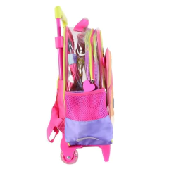 Mochila escolar Simones Mushi con bolsita de tela con carro - tienda online