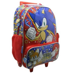 Mochila escolar Sonic knuckles team tails con carro - Cresko
