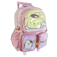 Mochila escolar Pompompurin Sanrio girly con carro - tienda online