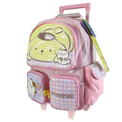 Mochila escolar Pompompurin Sanrio girly con carro - Cresko