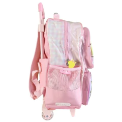Mochila escolar Pompompurin Sanrio girly con carro