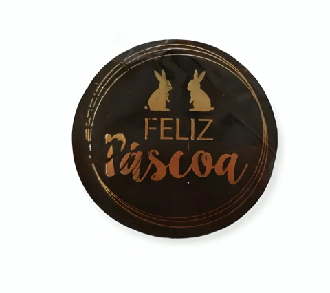 ETIQUETA DECORATIVA REDONDA CARBER GLAMOUR DE PÁSCOA COM 100 UNIDADES