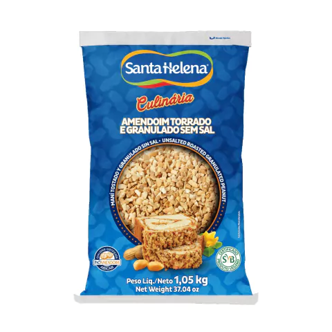 AMENDOIM TORRADO E GRANULADO SEM SAL SANTA HELENA 1,05kg