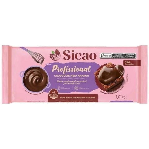 CHOCOLATE SICAO PROFISSIONAL MEIO AMARGO 1,010KG
