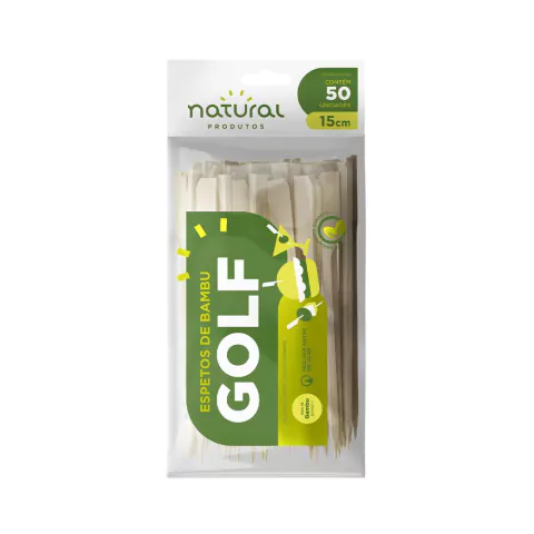ESPETO DE BAMBU NATURAL GOLF 15CM COM 50 UNIDADES