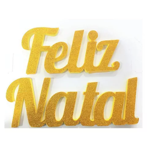 ENFEITE DE MESA FELIZ NATAL DOURADO