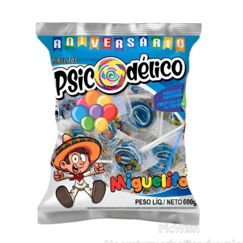 PIRULITO PSICODÉLICO MIGUELITO AZUL C/50 600G