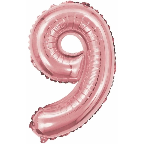 BALÃO METALIZADO BR NUMERO 9 ROSE GOLD 100CM
