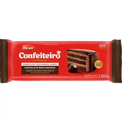 COBERTURA FRACIONADA HARALD CONFEITEIRO MEIO AMARGO 2,100KG