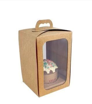 CAIXA MINI PANETONE KRAFT COM ALÇA E VISOR