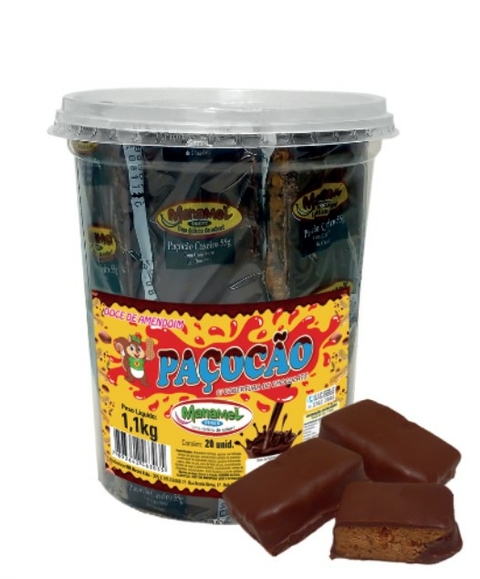PAÇOCA PEDAÇO COM COBERTURA DE CHOCOLATE MANAMEL COM 20 UNIDADES
