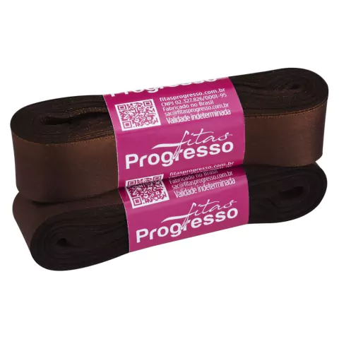 FITA DE CETIM PROGRESSO MARROM CAFÉ 22MM X 10 METROS na internet