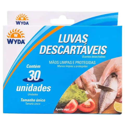 LUVA PLASTICA WYDA COM 30 UNIDADES
