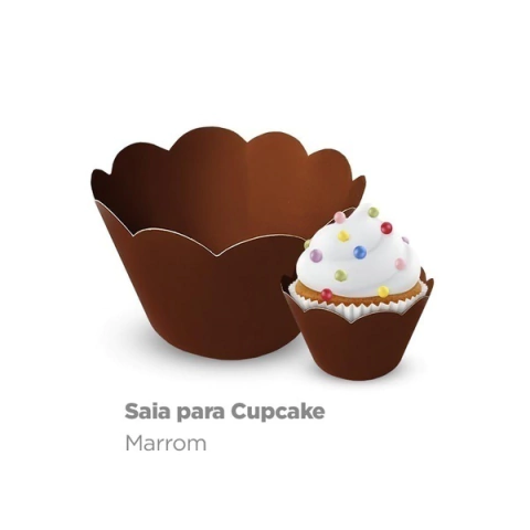 SAIA PARA CUPCAKE PLAC MARROM COM 12 UNIDADES
