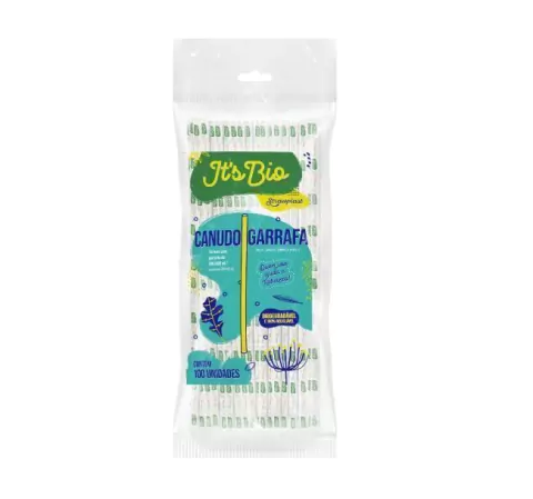 CANUDO STRAWPLAST BIO PARA GARRAFA SACHE PAPEL 5MM 24CM COM 100 UNIDADES