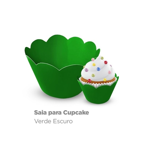 SAIA PARA CUPCAKE PLAC CERDE ESCURO COM 12 UNIDADES