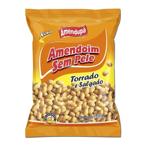 AMENDOIM TORRADO E SALGADO SEM PELE AMENDUPÃ 500GR